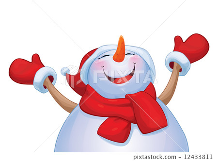 Vector happy snowman cartoon isolated. Vector happy snowman cartoon isolated. 12433811