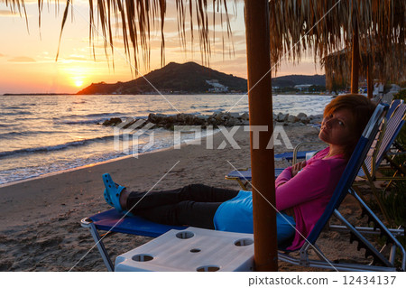 Sunrise on beach (Alykes, Zakynthos, Greece) 12434137