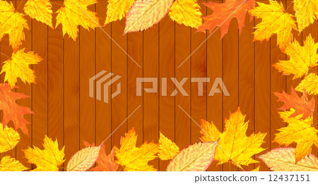 wooden desk with leaves 12437151