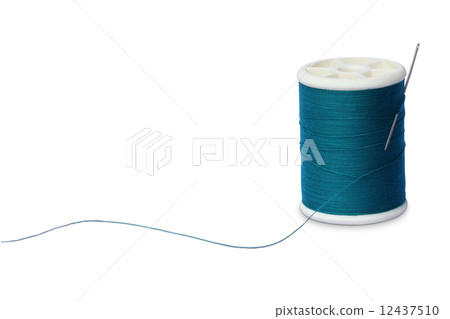 Sewing thread and needle on white 12437510