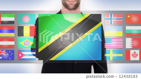 Hand pushing on a touch screen interface 12438183