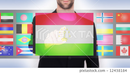 Hand pushing on a touch screen interface 12438184
