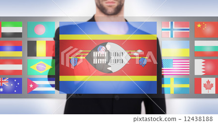 Hand pushing on a touch screen interface 12438188