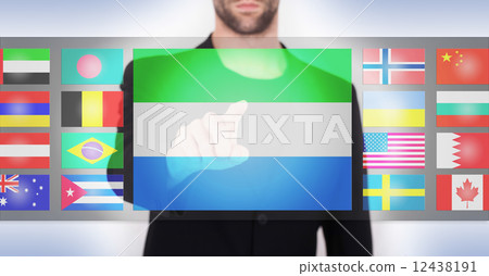 Hand pushing on a touch screen interface 12438191
