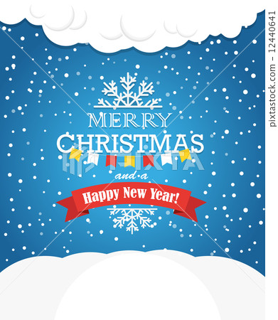Christmas greating card. Snowfall on Winter Christmas greating card. Snowfall on Winter 12440641