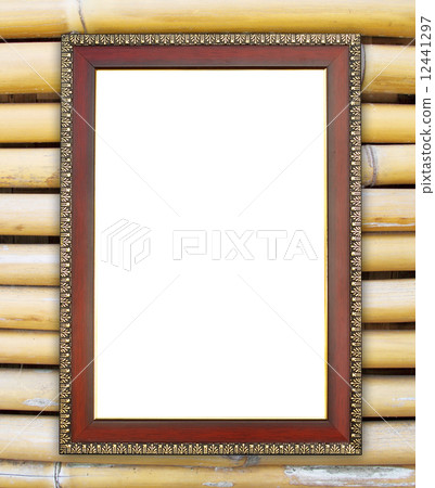 wood frame on bamboo wall 12441297