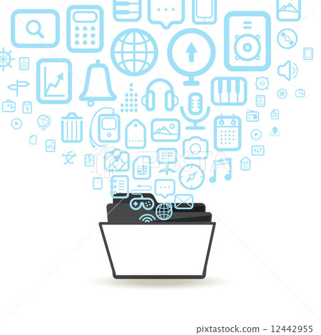 Different icons flows into open folder Different icons flows into open folder 12442955