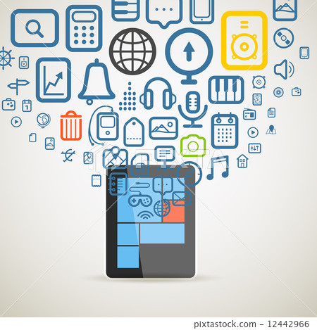 Different icons flows into modern gadget Different icons flows into modern gadget 12442966