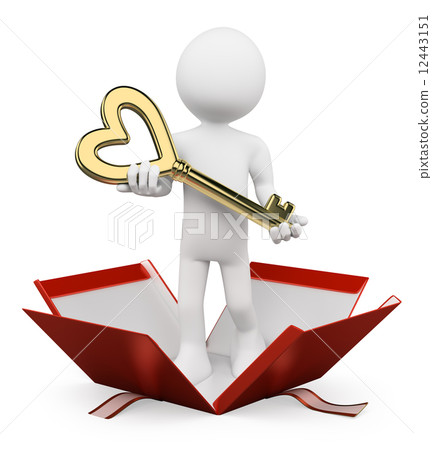 3D white people. Man giving the key of her heart 3D white people. Man giving the key of her heart 12443151