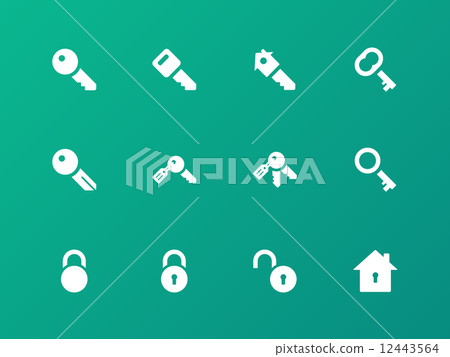 Key icons on green background. 12443564