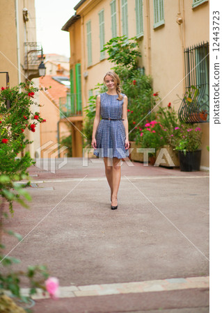 Beautiful young tourist in Cannes on Le Suquet 12443723