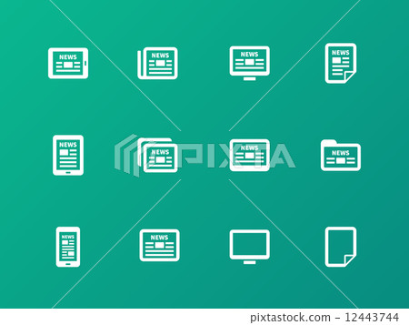 Newspaper icons on green background. Newspaper icons on green background. 12443744