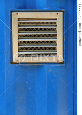 aluminum ventilation on blue cargo container wall 12446631