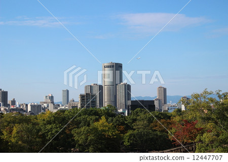 Osaka Castle from Uemachi plateau view 12447707