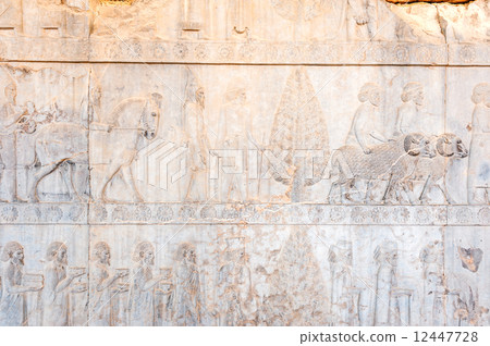 Persepolis ruins bus relief (Iran, Shiraz North) 12447728