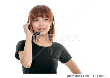 Call center operator with headset Call center operator with headset 12448080