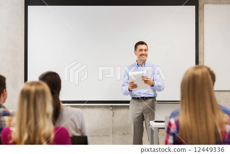 group of students and teacher with notepad 12449336