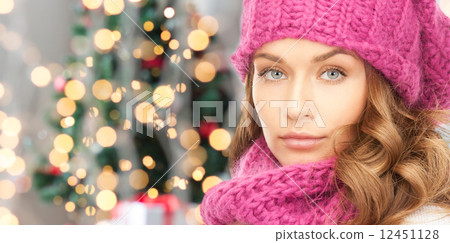 close up of young woman in winter clothes 12451128