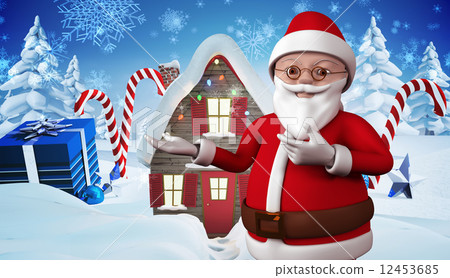 Composite image of cute cartoon santa claus 12453685