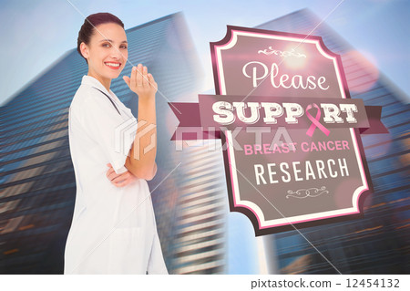 Doctor with breast cancer awareness message 12454132