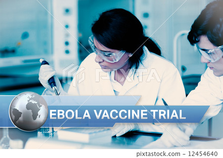 Ebola news flash with medical imagery 12454640