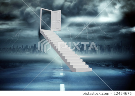 Composite image of stairs leading to door 12454675