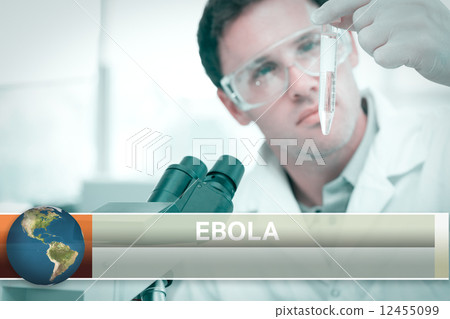 Ebola news flash with medical imagery 12455099