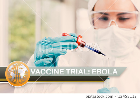 Ebola news flash with medical imagery 12455112