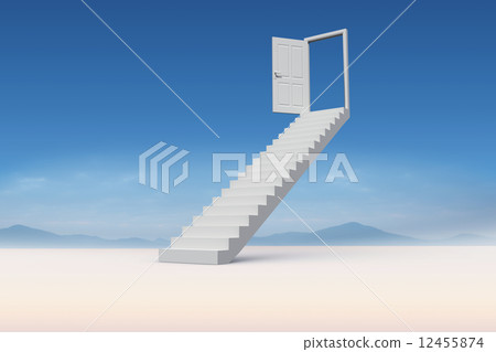 Composite image of stairs leading to door 12455874