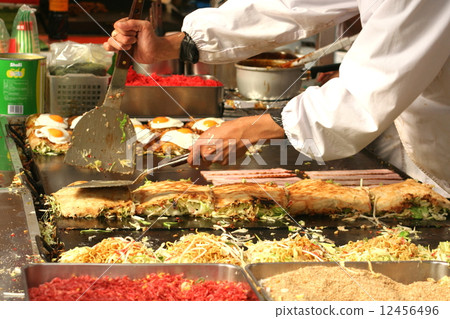 Okonomiyaki at a stall 12456496