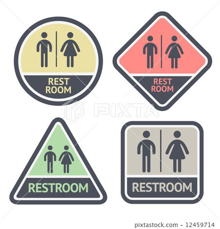 Restroom flat symbols set 12459714