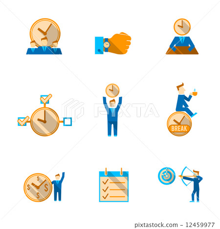 Time management icons set 12459977