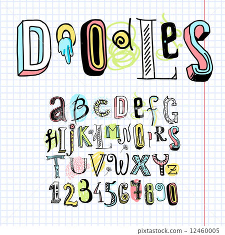 Doodle alphabet font notebook 12460005