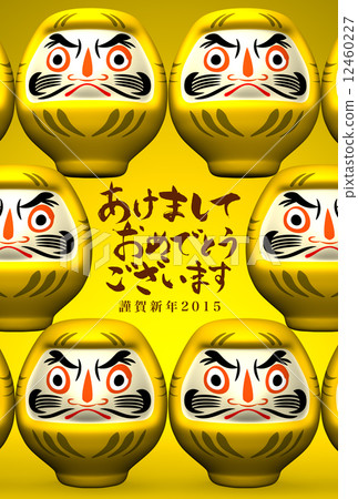 daruma, new year's card, yellow 12460227