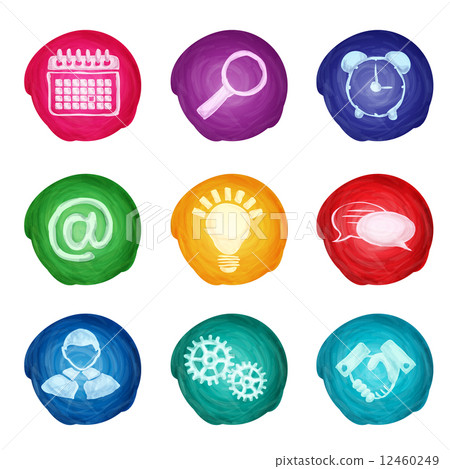 Watercolor business icons round 12460249