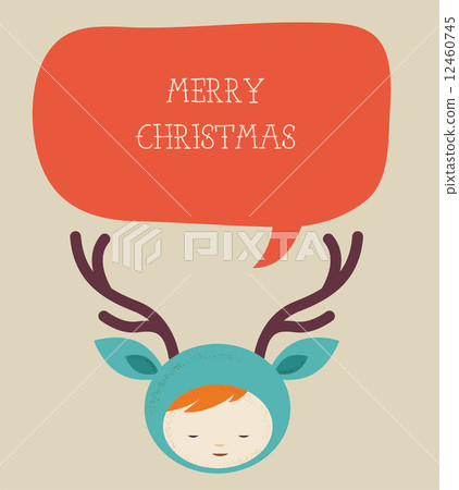 Christmas cute girl deer with speech bubble 12460745