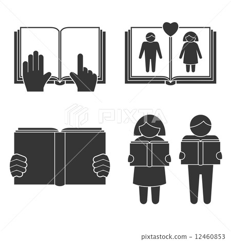 Book reading icons set 12460853