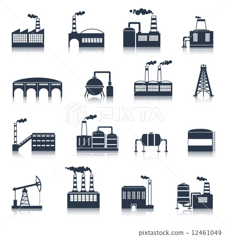 Industrial building icons black 12461049