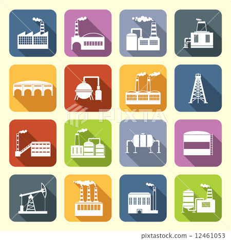 Industrial Building Icons Flat 12461053