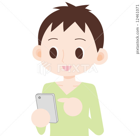 A man who operates the screen of the smartphone 12461071