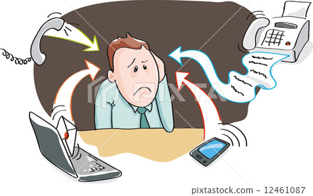 Office worker, businessman - burnout by information overload by electronic communications Office worker, businessman - burnout by information overload by electronic communications 12461087