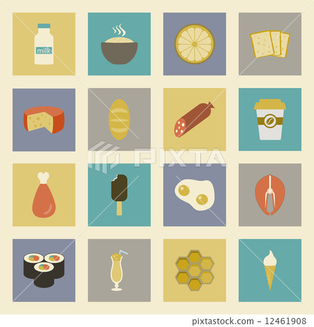 fast food colorful flat design icons set. template elements for web and mobile applications 12461908