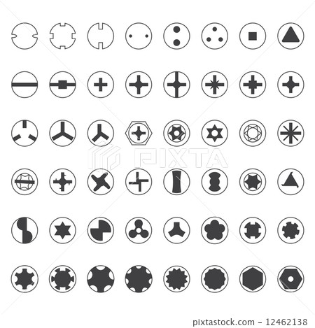 various screw heads silhouette set 12462138