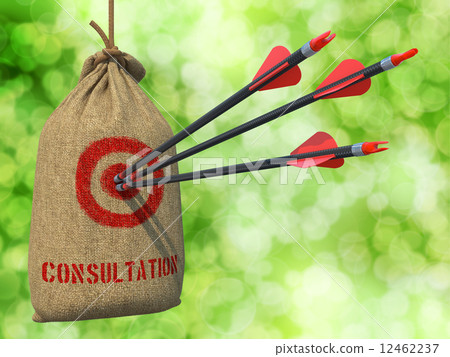 Consultation  - Arrows Hit in Red Mark Target. 12462237