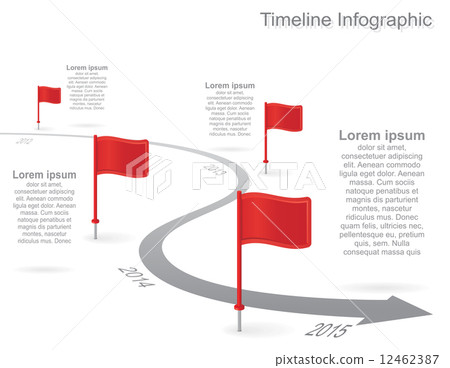 Timeline infographics with elements, icons. Vector 12462387