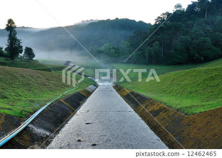 water route from reservoir to down hill for people use. 12462465