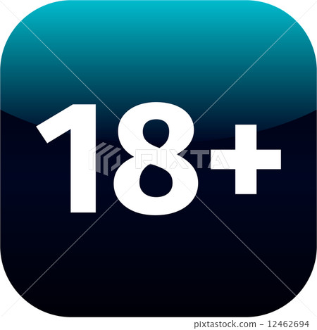 Restriction on age 18+ - blue and white icon Restriction on age 18+ - blue and white icon 12462694
