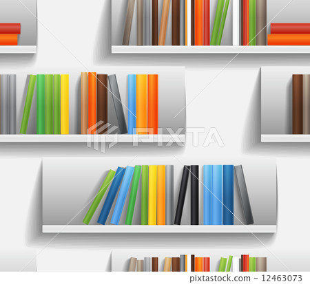 Seamless background of library shelves with... - Stock Illustration ...