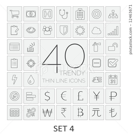 40 Thin Line Icons. Set 4. 12463671