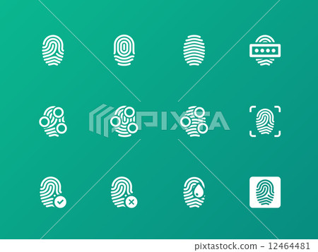 Finger authorization icons on green background. Finger authorization icons on green background. 12464481